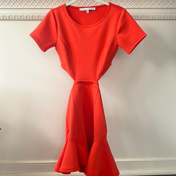 NWOT Lovers + Friends Red Orange Cutout Dress Sz XS - Picture 2 of 7